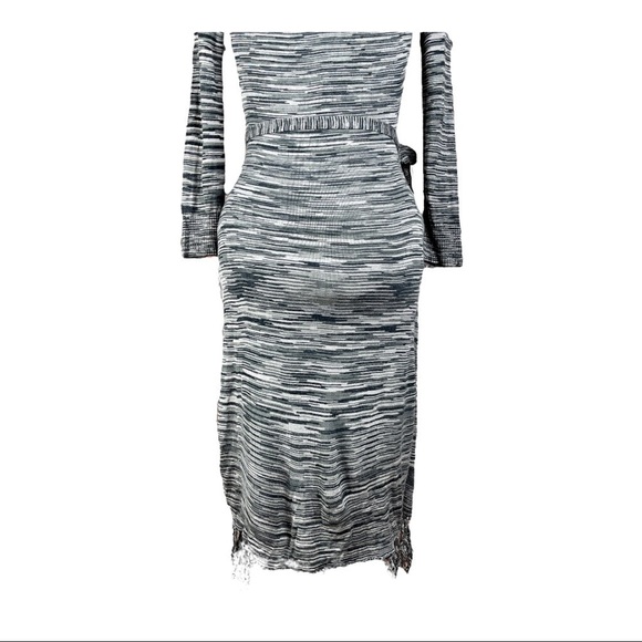 Rare Max & Cleo Women’s Sweater Faux Wrap Dress Size Small Gray/Slate - Picture 6 of 9